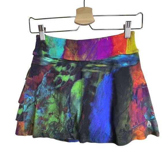 Dona Jo Skirt Size 1 Small Skort Colorful Tiered‎ Ruffles Hem - Picture 1 of 6